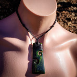 NZ Greenstone Pounamu Double Koru Toki Pendant Necklace (N1025)
