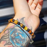 Raw Mixed Cylinder Amber & Lava Stones Bracelet