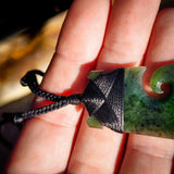Nephrite Jade / Greenstone Toki Pendant Necklace With Koru Carved Side (N606)