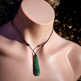 NZ Greenstone Pounamu Drop Pendant Necklace (N1035)