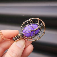 Handmade Copper & Natural Charoite Wire Wrap Necklace