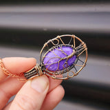 Handmade Copper & Natural Charoite Wire Wrap Necklace