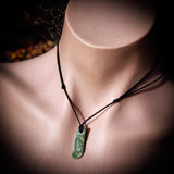 NZ Greenstone Pounamu Natural Freeform Pendant Necklace (N721)