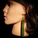 Nephrite Jade / Greenstone Long Drop Hanging Earrings