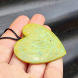NZ Greenstone Pounamu Heart Pendant Necklace (N404)