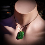 NZ Greenstone Pounamu Small Tiki Pendant Necklace (N834)