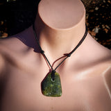 NZ Greenstone Pounamu Freeform Pendant Necklace (N1099)
