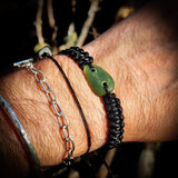 NZ Greenstone Pounamu One Off Macrame Bracelet (1A3-834)