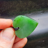 NZ Greenstone Pounamu Heart Pendant Necklace (N412)