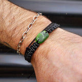 Natural Greenstone One Off Macrame Bracelet (1A3-788)