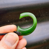 NZ Greenstone Pounamu Hook Pendant Necklace (N435)