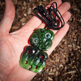 Natural Jade Hei Tiki Pendant Necklace (N1190)