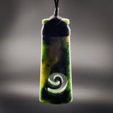 Natural Jade Koru Toki Pendant Necklace (N2192)