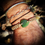 NZ Greenstone Pounamu One Off Macrame Bracelet (1A3-831)