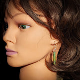 Natural Turquoise Cylinder Hook Earrings (E110)