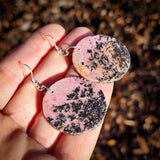 Natural Rhodonite Round Hook Earrings (E107)