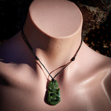 NZ Greenstone Pounamu Tiki Pendant Necklace (N923)