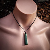NZ Greenstone Pounamu Drop Pendant Necklace (N867)
