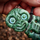 Natural Jade Side Tiki Pendant Necklace (N1132)