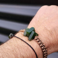 New Zealand Greenstone One Off Macrame Bracelet (1A3-740)