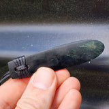 NZ Black Greenstone Pounamu Toki Pendant Necklace (N445)