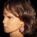 Natural Rhodonite Round Hook Earrings (E111)