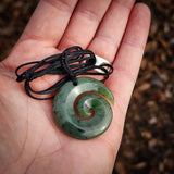 Natural Nephrite Jade Koru Pendant Necklace (N1062)