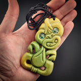 Natural Jade Hei Tiki Pendant Necklace (N2122)