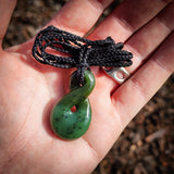 Natural Jade Pikorua Twist Pendant Necklace (N1146)