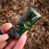 Natural Jade Double Koru Toki Pendant Necklace (N1178)
