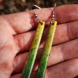 Natural Jade Cylinder Drop Hook Earrings (N1136)