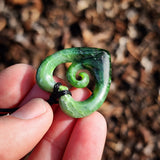Natural Jade Koru Heart Pendant Necklace (N1124)