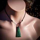 NZ Greenstone Pounamu Toki Pendant Necklace (N915)