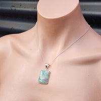 Solid Sterling Silver & Natural Ruby Fuchsite Kyanite Necklace