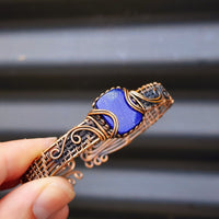 Handmade Copper & Natural Lapis Lazuli Wrap Cuff Bracelet