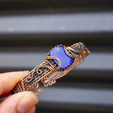 Handmade Copper & Natural Lapis Lazuli Wrap Cuff Bracelet