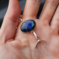 Solid Sterling Silver & Natural Labradorite Handmade Chain Bracelet