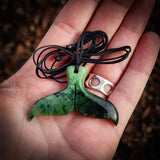 Natural Nephrite Jade Whale Tail Pendant Necklace (N1059)