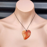 Natural Agate Heart Pendant Necklace (1BBB270)