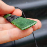NZ Greenstone Pounamu Toki Pendant Necklace (N413)