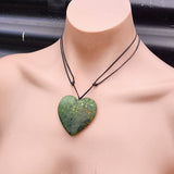 NZ Greenstone Pounamu Heart Pendant Necklace (N425)