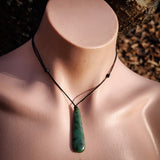 NZ Greenstone Pounamu Drop Pendant Necklace (N994)