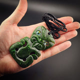 Natural Jade XL Hei Tiki Pendant Necklace (N2295)