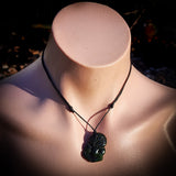 NZ Greenstone Pounamu Tiki Pendant Necklace (N769)