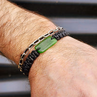 Natural Greenstone One Off Macrame Bracelet (1A3-783)