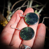 NZ Greenstone Pounamu Hanging Hook Earrings (N630)