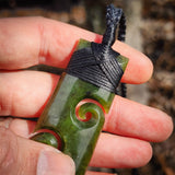 Natural Jade Double Koru Toki Pendant Necklace (N1116)