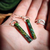 925 Sterling Silver & Natural Turquoise Cylinder Hook Earrings