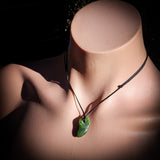 NZ Greenstone Pounamu Freeform Pendant Necklace (N747)