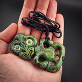 Natural Jade Hei Tiki Pendant Necklace (N2149)